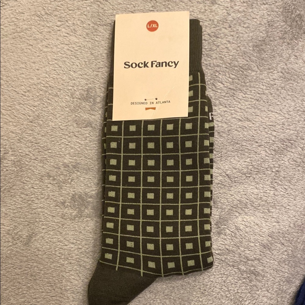 Green Geometric Casual Crew Socks